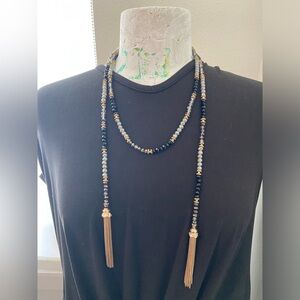 Elegant Versatile  Black, Silver and Gold Beaded Necklace